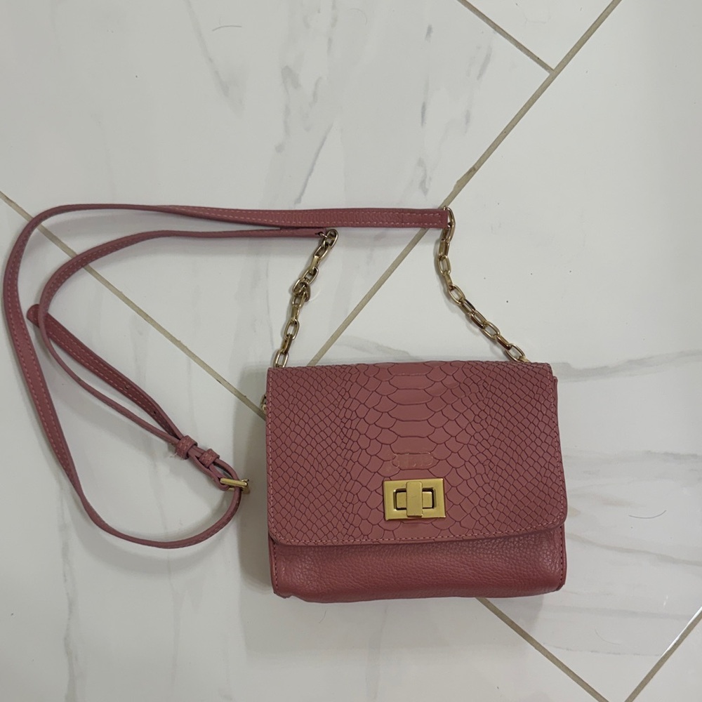 Gigi New York Women's Dusty Rose Pink Crossbody Bag with Gold Hardware